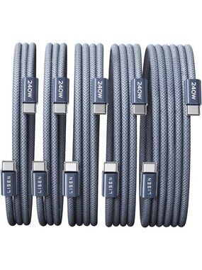 Fast Charging USB C to USB C Cable - 240W Power Delivery, 5 Pack (1M-3M)